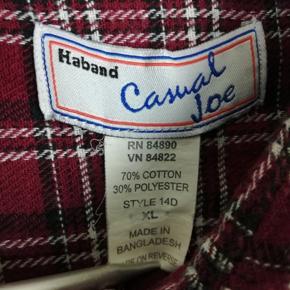 Haband Casual‎ Joe Mens Shirt Button Down Pearl Snaps Plaid Red Pockets XL - Picture 9 of 13